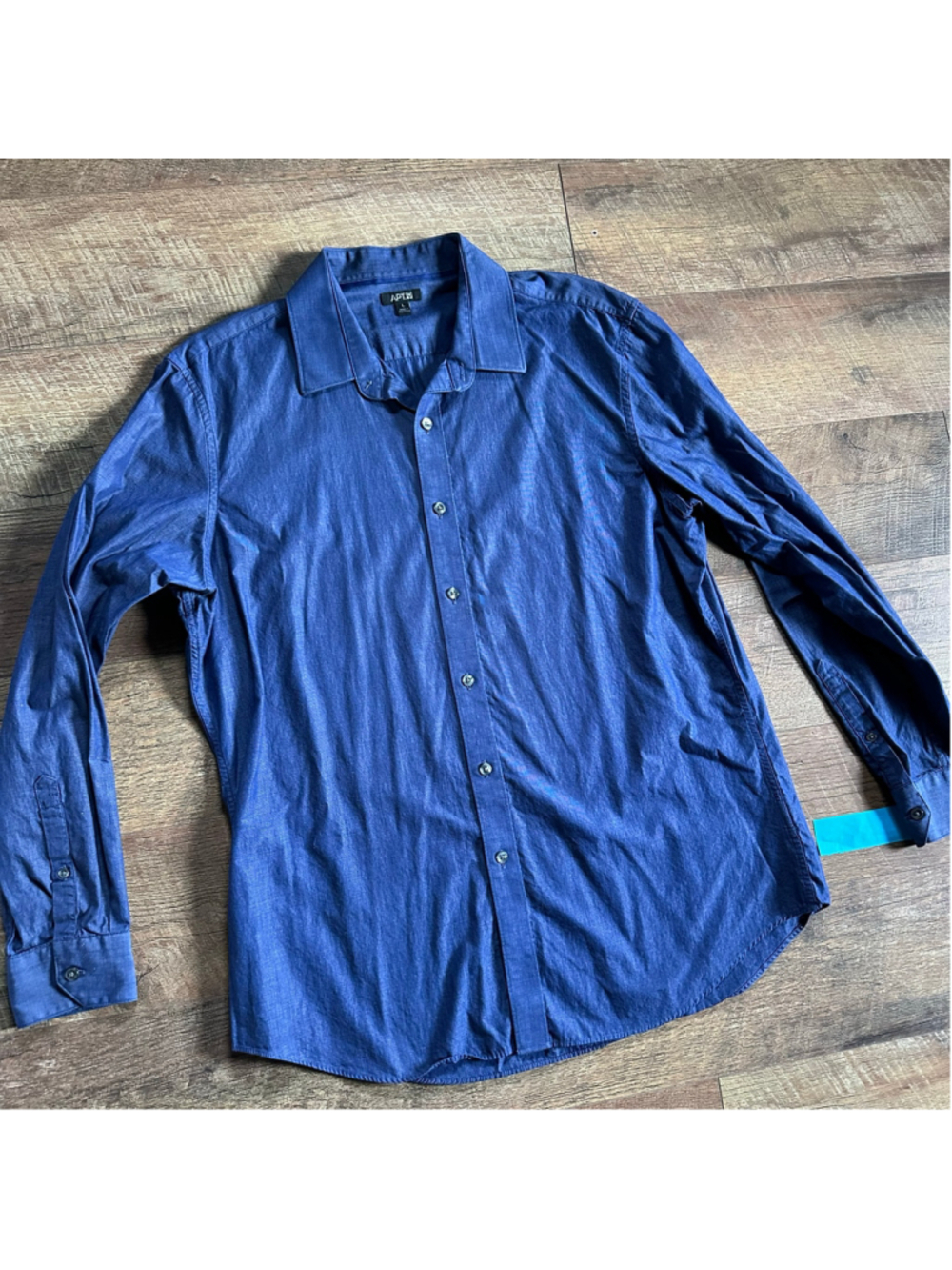 Men's APT. 9 Blue Long Sleeve Casual Button Down Shirt L